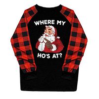general3 Women Long Sleeve T-Shirt Christmas Tree Letter Plaid Print Raglan O-Neck Tops Tee Loose Casual Blouse (Black,Where My HO'S at?, Large)