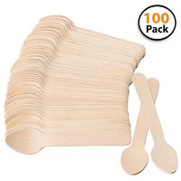 100 Eco Friendly Birchwood Spoons. Food Safe, Disposable Biodegradable Dessert Spoons Sturdy Smooth Wood. No Taste or Odor. Convenient for Home, Food Service. Perfect for Ice Cream 3 3/4 Inches