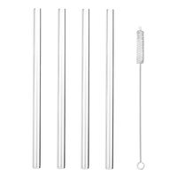 Hiware Glass Smoothie Straws 1/2" Extra Wide X 10" Long - Reusable Drinking Straws With Cleaning Brush for Thick Smoothies, Bubble Tea and Milkshakes