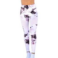 Neartime Long Leggings, Women Print Skinny Sports Pants Running Fitness Hollow Out Yoga Pants (S, White)