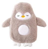 Cute Penguin Rubber Hot Water Bottle with Plush Cover Warm Body Bag 350 ML /12 Oz, Light Brown