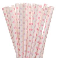 Biodegradable Paper Straws Light Pink And Lavender Small Polka Dot (50)