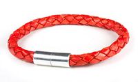 Suki PRO Braided Leather Magnet Therapy Bracelet - 6mm (1/4") Red