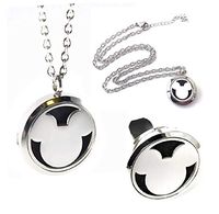 FIKA Mickey Mouse Aromatherapy Essential Oils Necklace Pendant Air Freshener Locket Pads Included (Gift)