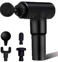 Cordless Handheld Percussion Massage Gun Wireless Compact Deep Tissue Muscle Massager. 4 Heads Included. (Black)