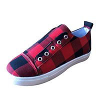 FEISI22 Women's Canvas Sneakers Casual Walking Shoes Play Sneaker Play Fashion Sneaker Ladies Sneaker Red