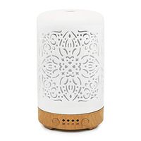 Earnest Living Essential Oil Diffusers Ultrasonic 100 ml White Ceramic Aromatherapy Diffuser with 4 Timer - Cool Mist Humidifier, 7 Colors LED Lights - Waterless Auto Shut off for Home Office Set of 1