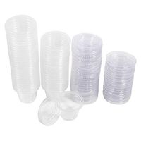 4 Sizes Souffle Cups Disposable Plastic Clear Sauce Chutney Cups Boxes With Lid Food Takeaway Hot (2oz)