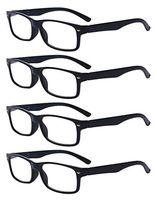 Outray Men Or Women 4 Pack Spring Hinges Frame Rectangular Reading Glasses 2.25