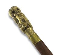 Spiral Shaft Wooden Walking Stick with Brass Octopus Handle 37.5 in.