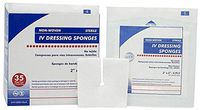 I.V. Dressing Sponges 2" x 2". Pack of 70 Pre-Cut Dressings for I.V.s, catheters, Tubes. Poly/Rayon Blend Medical Sponges. Highly Absorbent, 6-ply. Sterile & Non-Woven. Single use.