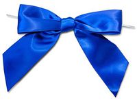 Royal Blue 5 Inch Pre-tied Satin Bows W/6 Inch Twist Ties~ 1-1/2 Inch Ribbon Set of 10