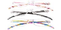 SOOLALA 3-Pair Value Pack Lightweight Striped Integrated PC Magnifying Reading Glasses +2.5D