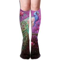 Unisex Peacock Cool Pattern Elastic Long Socks Soccer Socks Tube Thigh-High Leg Warmers Knee High Socks Length 19.69 Inch