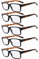 Eyekepper Mens Vintage Reading Glasses-5 Pack Black Frame with Tortoie Arms Glasses for Men Reading,+3.50 Reader Eyeglasses Women