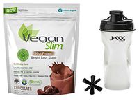 Naturade VeganSlim High Protein Weight Loss Shake Chocolate 25.7 oz in Bundle with Jaxx Shaker Black 28 oz