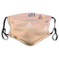 Fashion Comfortable Windproof mask,Cute Cat Looking to Birds Sitting On Electric Wires Fandom Community Art Print Home,Printed Facial Decorations for Unisex S