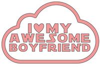 Home Grown Claremore I Love My Awesome Boyfriend - Vinyl Sticker Decal | Perfect for Cars Trucks Motorcycles Laptops Wall Décor | Multiple Colors | 5.5" W X 3.5" H | Pink HGC1346