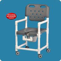 Elite Shower Chair Commode - ELT820PGSB - 41" H x 21" W x 22" D - Gray Seat and Backrest