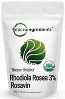 Pure Organic Rhodiola Rosea Powder, 50 Grams, Strongly Supports Energy Production, Focus and Attention, No GMOs and Vegan Friendly.