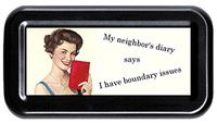 Coastal Colors My Neighbor's Diary Sarcastic Snarky Humor Metal Tampon Case: Holds Up to 8 Tampons Crush-Proof in Your Purse