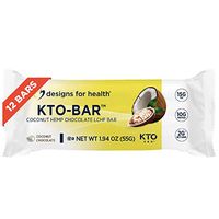Designs for Health KTO-BAR Keto Protein Bars - High Fat, 2g Net Carbs,10g Vegetarian Protein - Keto Friendly Snacks - Coconut Chocolate - Non-GMO and Gluten Free (12-Pack)