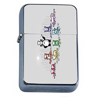 Rainbow Pandas Flip Top Oil Lighter Em1 Smoking Cigarette Silver Case Included