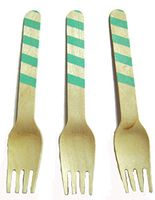 Perfect Stix Striped Forks 158 36-Mint Printed Wooden Forks with Mint Stripes Pattern, 6" (Pack of 36)