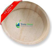 Terra Mirai 12” Palm leaf Round Deep Plates - Ecofriendly Disposable Dinnerware, Party Supplies Ideal for Tailgate Parties, Camping, Family Dinner and Sports Event (20 Pack)