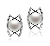 Odelia White 8-9mm AAA Quality Freshwater 925 Sterling Silver Cultured Pearl Earring Pair For Women