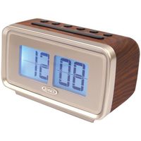 Jensen Compact Retro AM/FM Dual Alarm Clock Radio with Large Easy to Read Backlit LCD Display