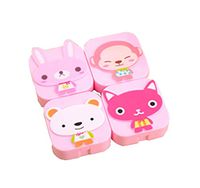 4 PC Cute Cartoon Creatures Contact Lens Box/Plastic Care Box,Pink