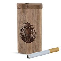 Raw Natural Wood Stash Box with Iron Giant Engraved Design. Comes with Metal Rod, Swivel Top, Spring Load 4-inches