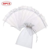 50 Pcs 4x6 Inches(10x15cm) Organza Gift Bags Drawstring Jewelry Pouches Candy Pouches for Wedding,Festival,Party,Makeup Favor (White)