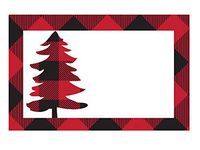 Pack Of 50, red and black Buffalo Plaid Gloss Enclosure Card 3-1/2 x 2-1/4" Made In USA