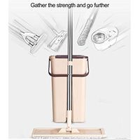 Fiudx Flat Squeeze Mop,Scratch Mop Bucket Rotating Hand Pressure Mop Bucket Free Hand Wash Mop Large Area Flat Mop