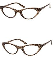 The Brit Cat Eye Reading Glasses, Full Frame Readers for Women +2.50 (2 Pair) Brown Leopard (2 Microfiber Cleaning Pouches Included)