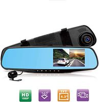 Stella Premier Dash Cam Car Recorder, 4.3 Inch High Definition Mirror Video Screen Monitor, Full HD 1080P Front and Rear Camera Dual Wide Angle Lens with G-Sensor and Night Vision.