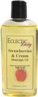 Strawberries And Cream Massage Oil, 4 oz, With Sweet Almond Oil and Organic Jojoba Oil, Preservative Free