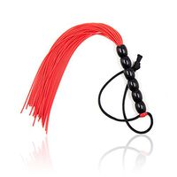 a-YUEYUE Silicone Whip Flogger with Tassels Handle Riding Crop for Couple Play - Red