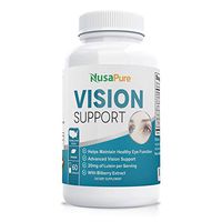 Lutein Eye Vitamins (Non-GMO) : Vision Support Supplement for Dry Eyes with Lutein, Beta Carotene, Bilberry, Grapeseed, Beta-Carotene, Zinc - 60 Capsules