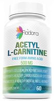 Acetyl L-Carnitine 500mg, Nootropic Supports High Energy Production, Cardiovascular Health & Cognition, Wholefood Dietary Supplement by Fladora, 60 Vegetarian Capsules, Non-GMO & Gluten Free