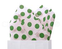 CleverDelights Green Polka Dot Premium Tissue Paper - 300 Sheets - 20" x 30" - Acid-Free Gift Paper Bulk