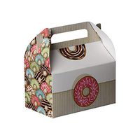 Hammont Paper Treat Boxes -Party Favors Treat Container Cookie Boxes Cute Designs Perfect for Parties and Celebrations 6.25" x 3.75" x 3.5" (10 Pack) (Sweet Donuts)