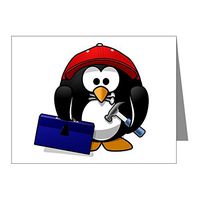 Note Card Little Round Penguin - Handy Man Construction Builder
