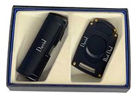 Personalized Visol Pyrgos Cigar Lighter and Cutter Gift Set - Black with Free Laser Engraving