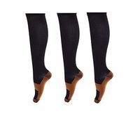 Men & Women Copper Compression Support Socks 20-30 mm Hg (3 Pairs) (S/M, Black)