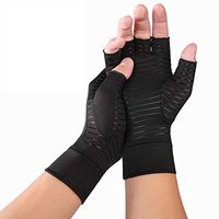 BlueRCKing 1 Pair Anti Arthritis Gloves Fingerless Copper Compression Arthritis Gloves for Women Men Joint Pain Relief (M)