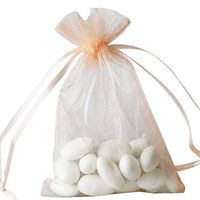 BalsaCircle 50 pcs 4x6-Inch Peach Organza Drawstring Bags - Wedding Party Favors Jewelry Pouch Candy Gift Bags