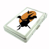 Perfection In Style Metal Cigarette Case with Built in Lighter Vintage Halloween Design 020